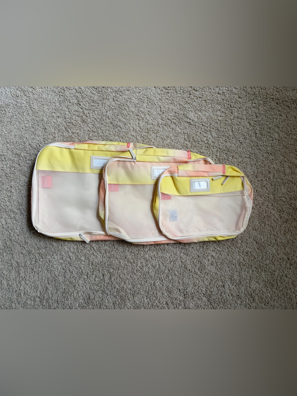 NWOT Calpak (Sorbet) Pastel Yellow & Peach Travel Packing Cubes Set